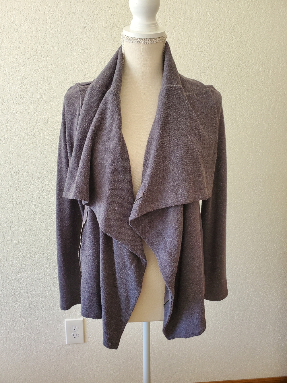 a.n.a Draped Open-Front Cardigan in Heather Gray